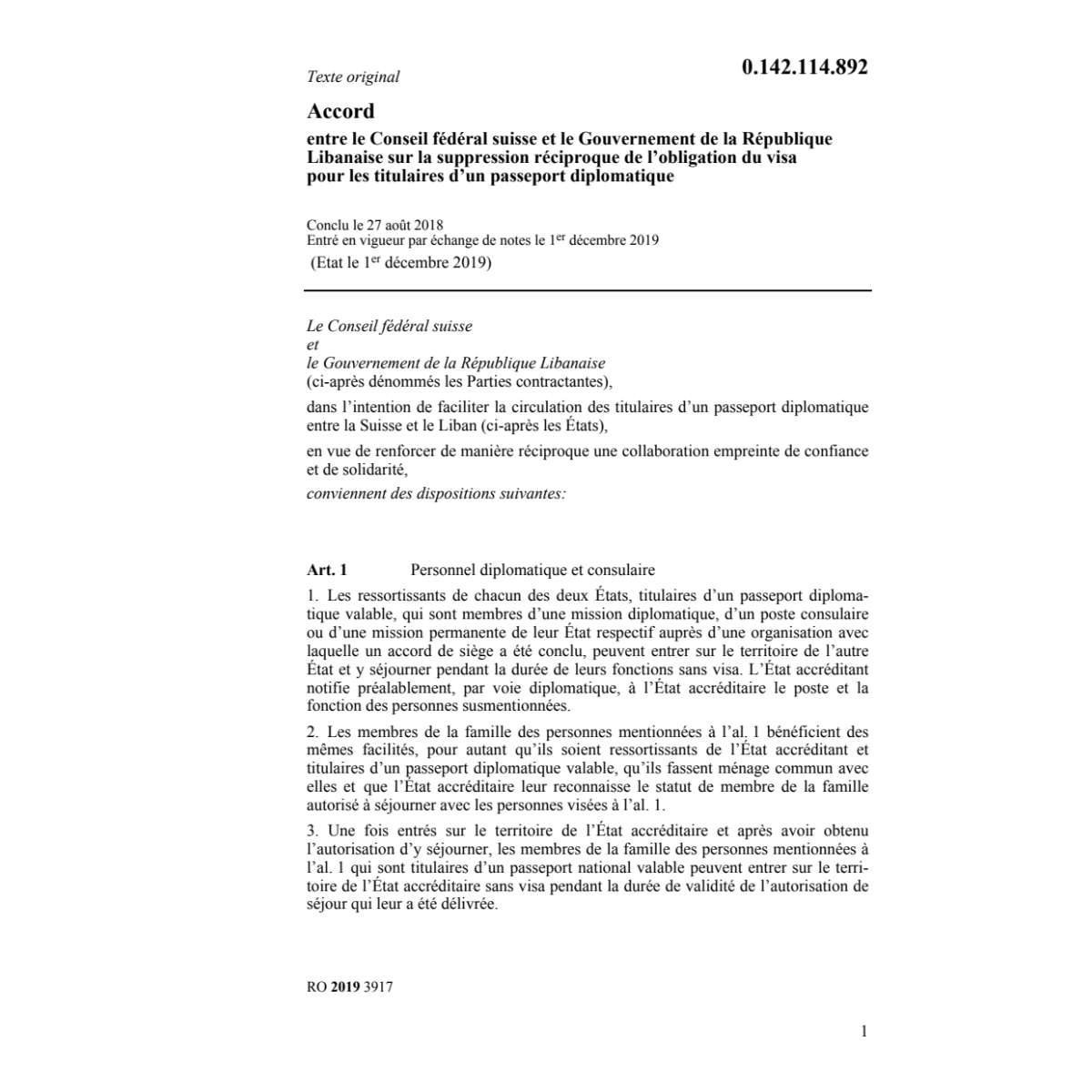 Ac. 27.8.18 CF/Rép. Liban. oblig. visa
