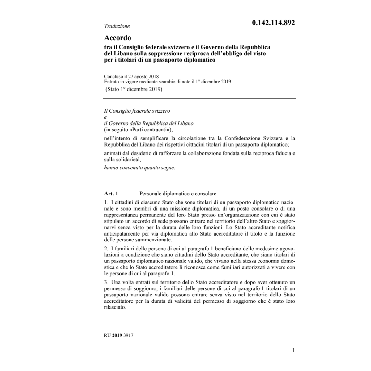 Acc. 27.8.18 CF/Rep. Liban. obbl. visto