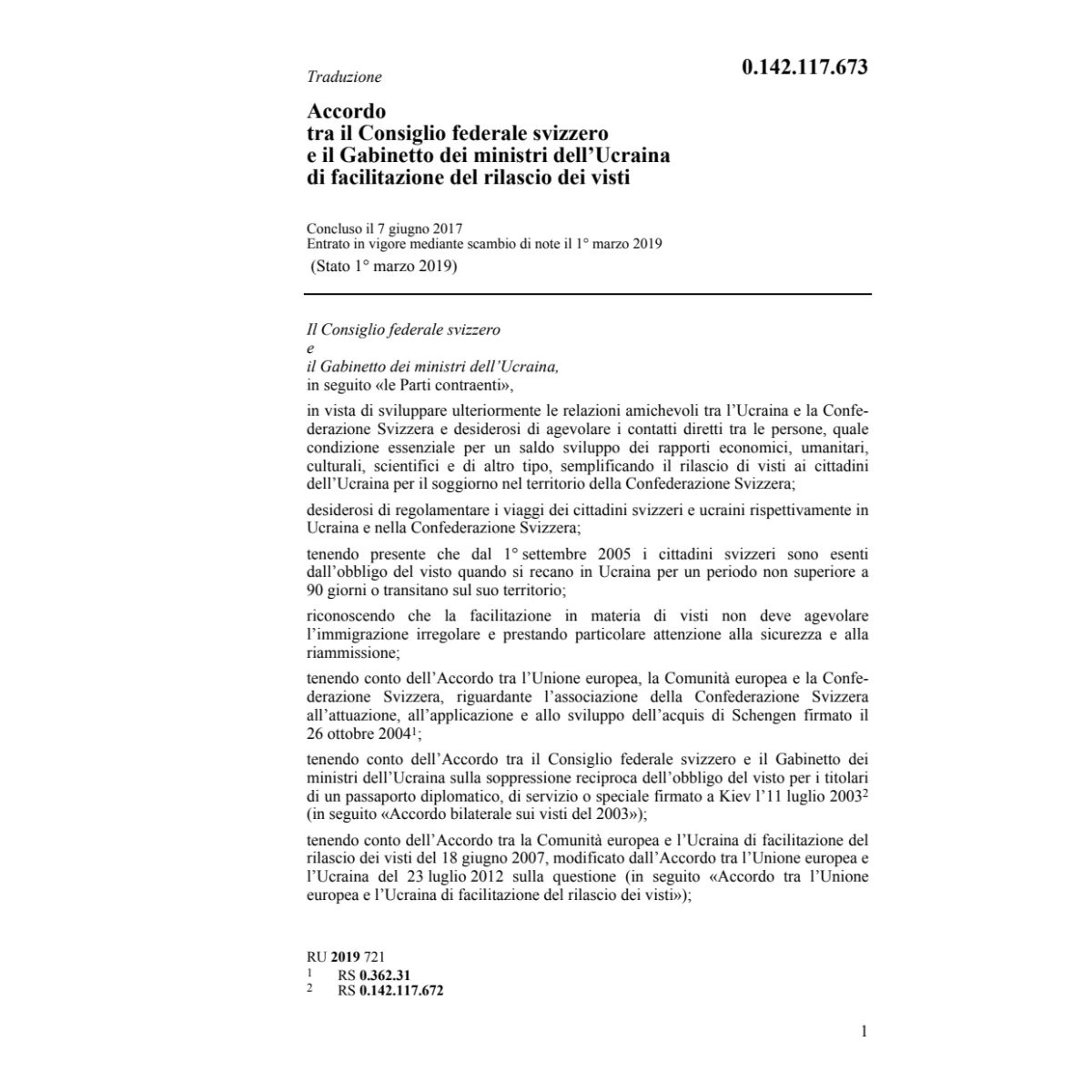 Acc. 7.6.17 CF/Ucraina rilascio visti