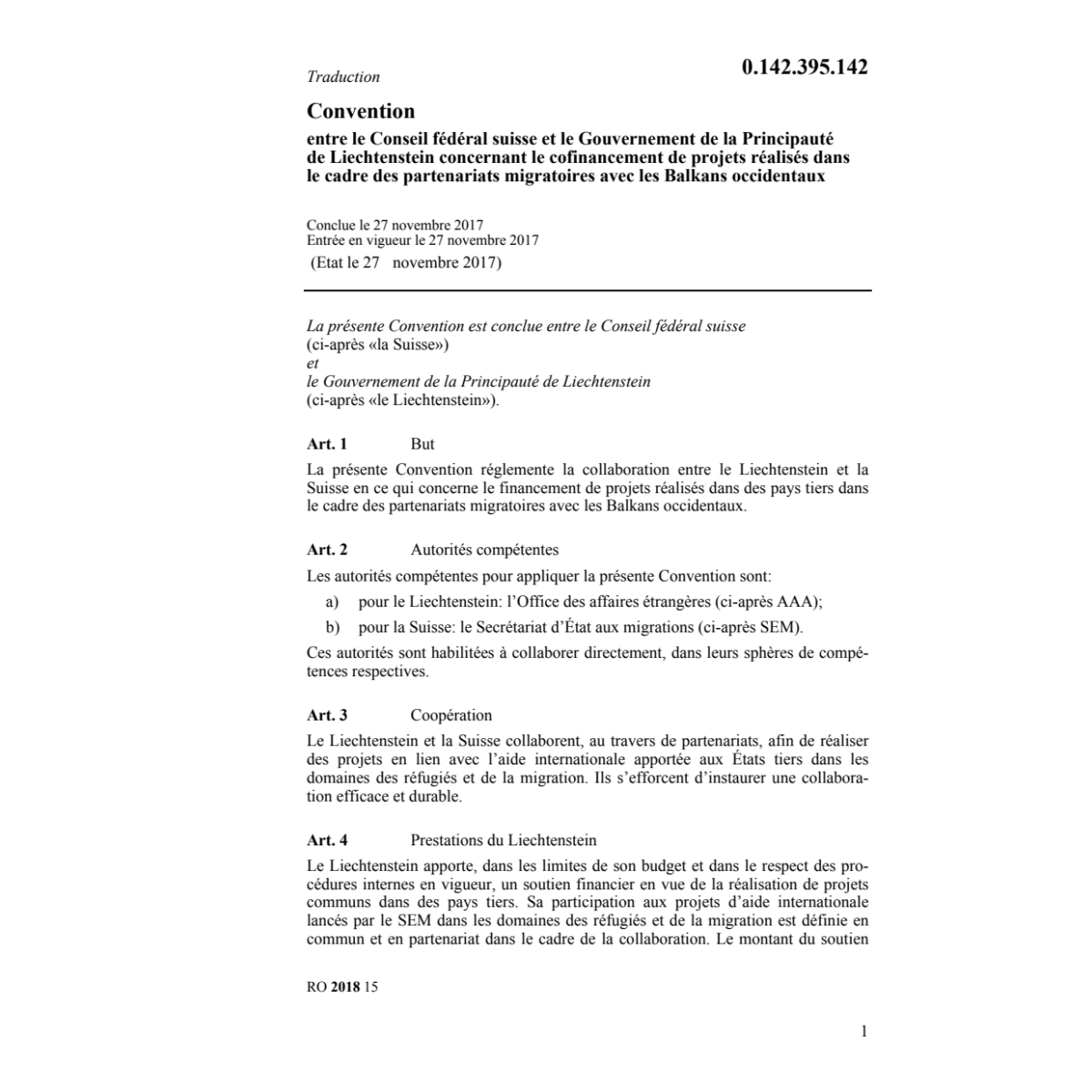 Conv. CH-PL migrat. Balkans occidentaux