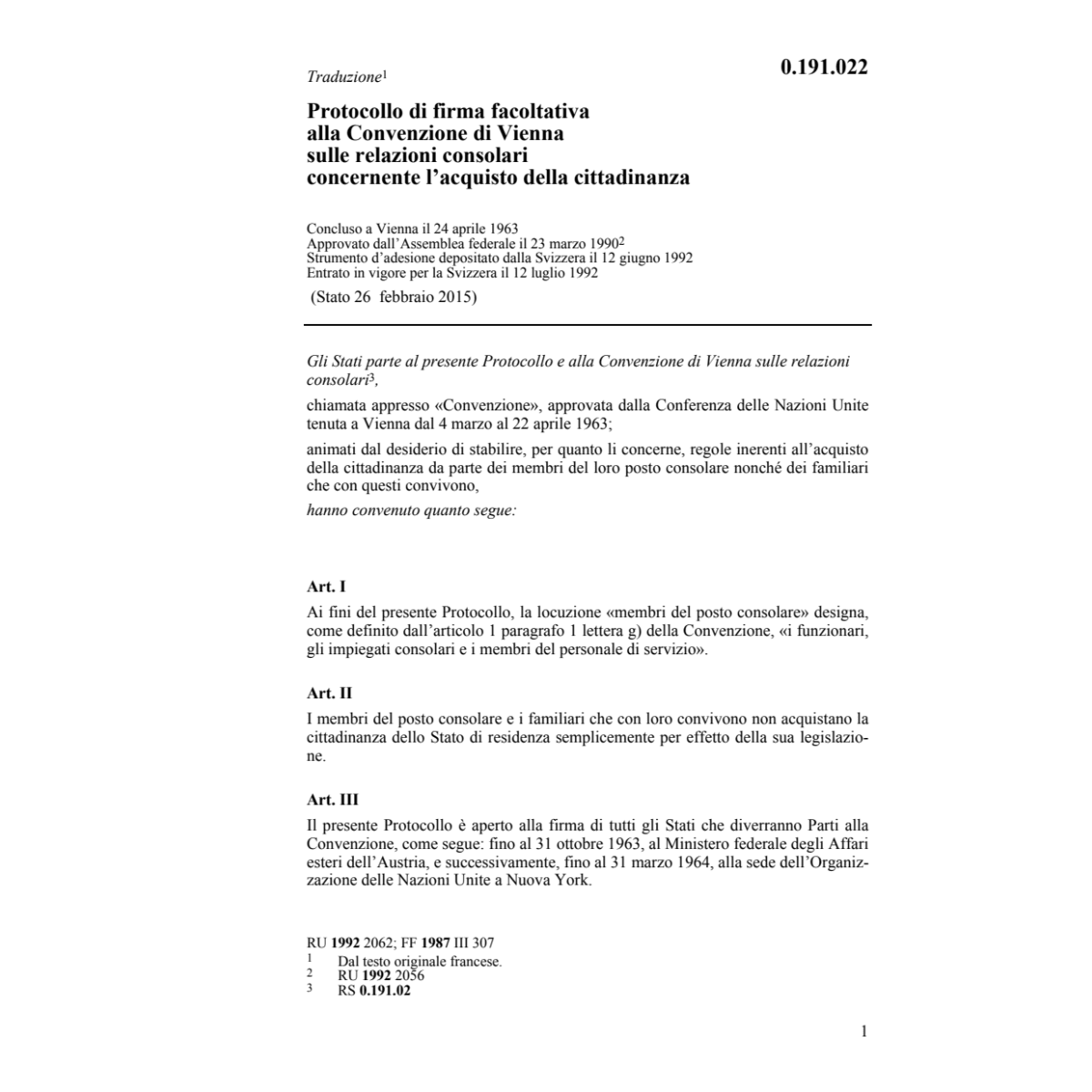 Prot.firma facol.Conv.Vienna l'acquisto