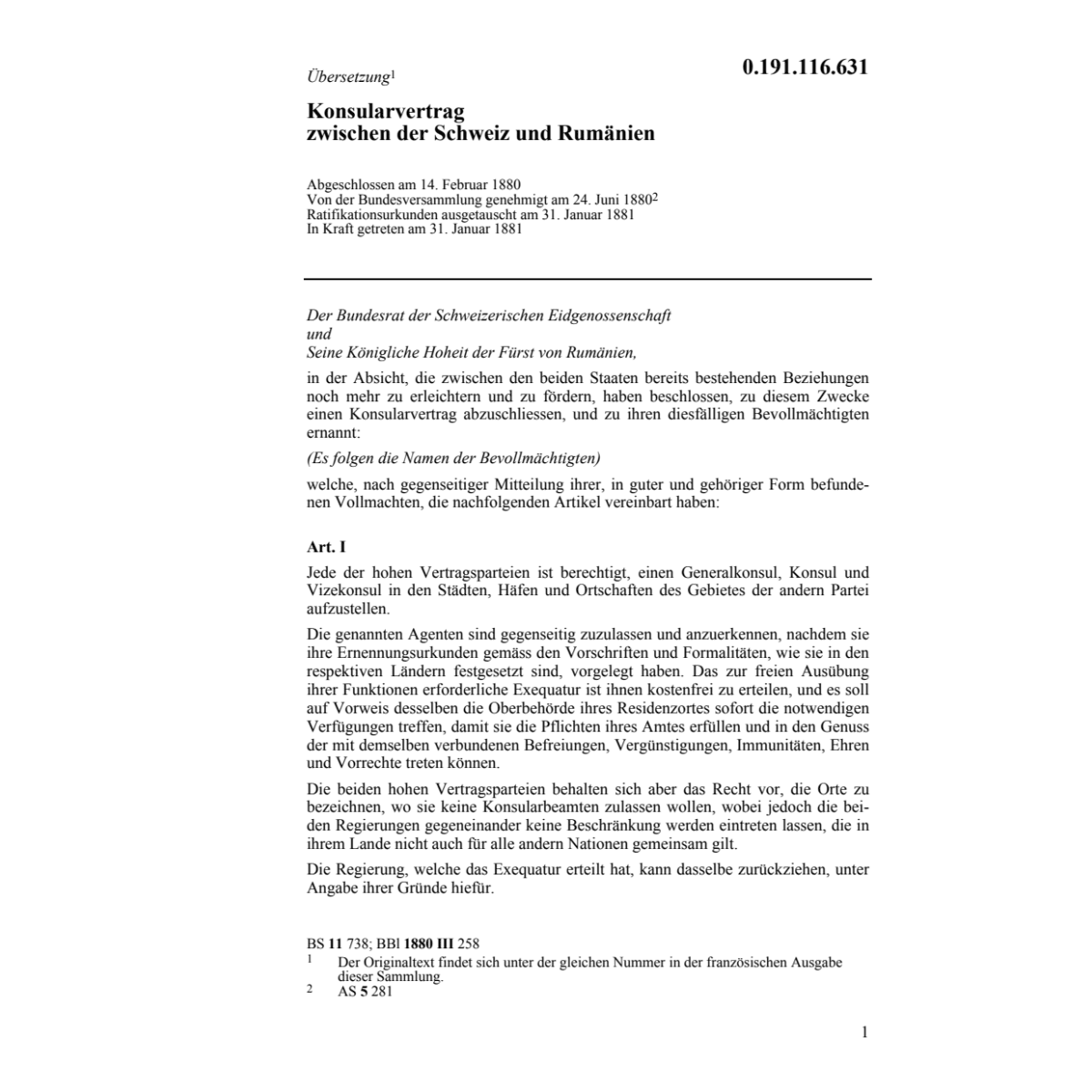 Konsularvertrag Schweiz-Rumänien