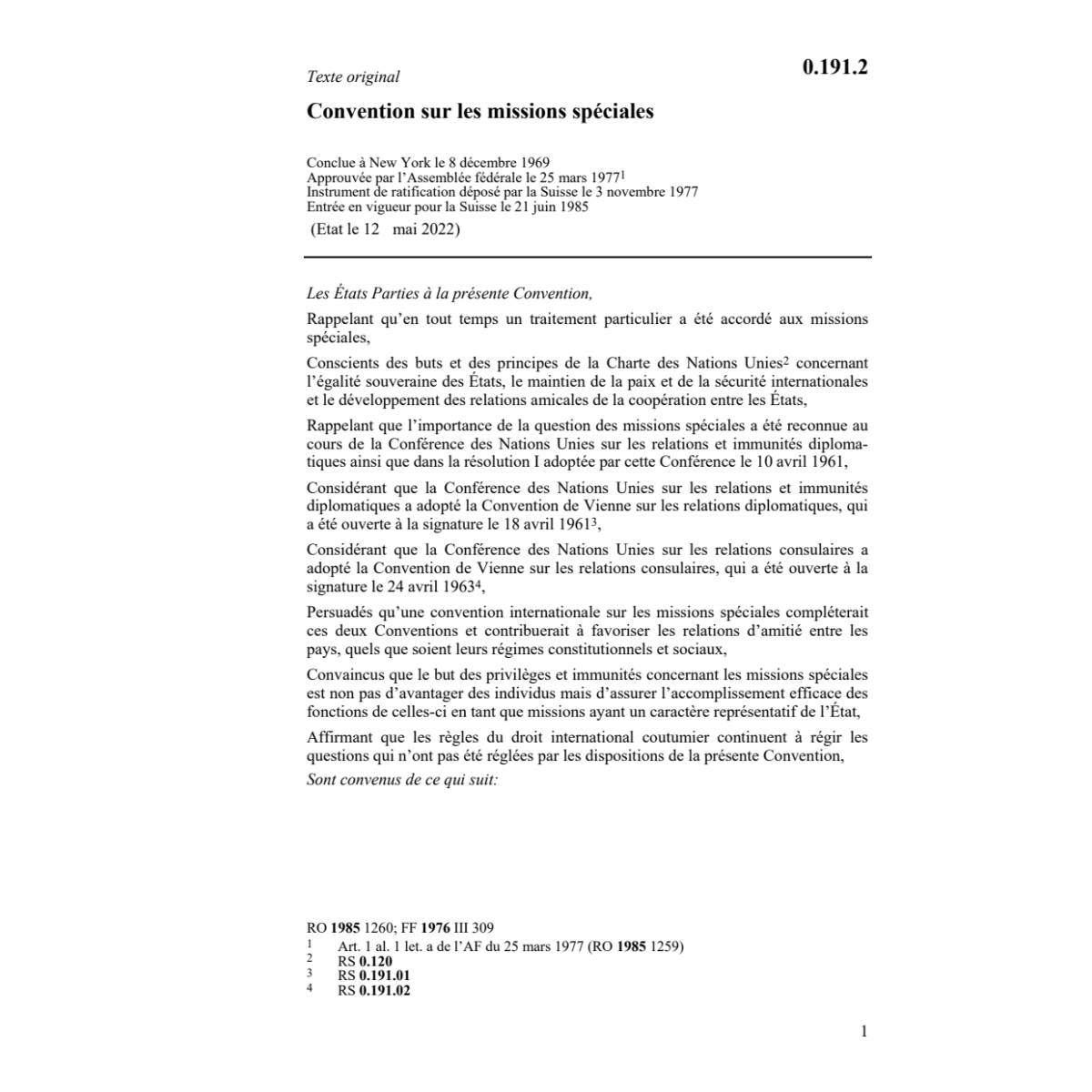 Conv.sur les missions spéciales
