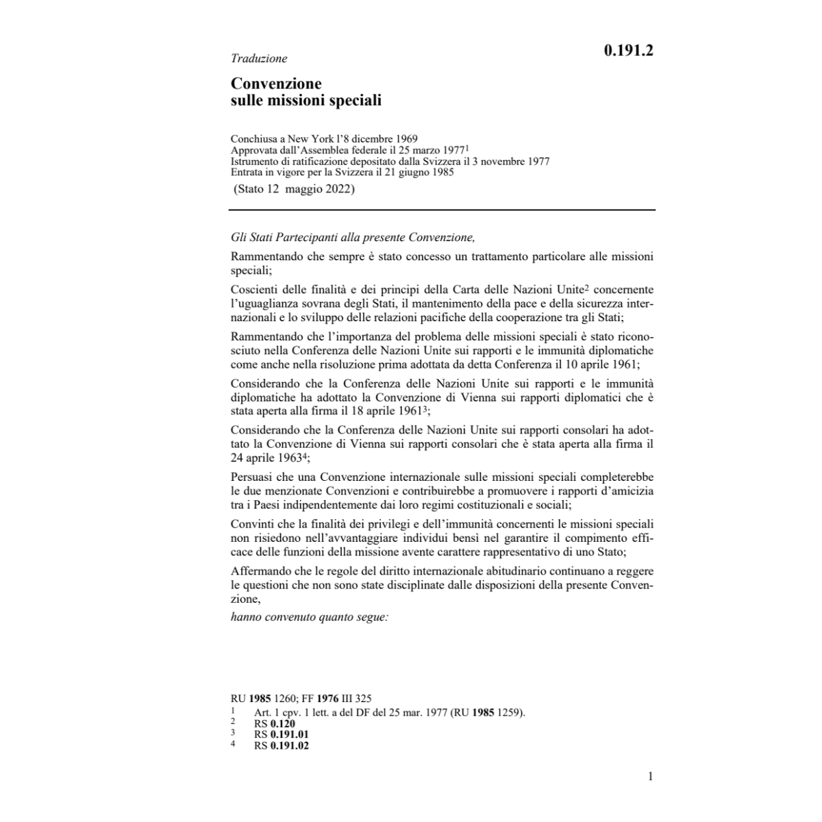 Conv.sulle missioni speciali