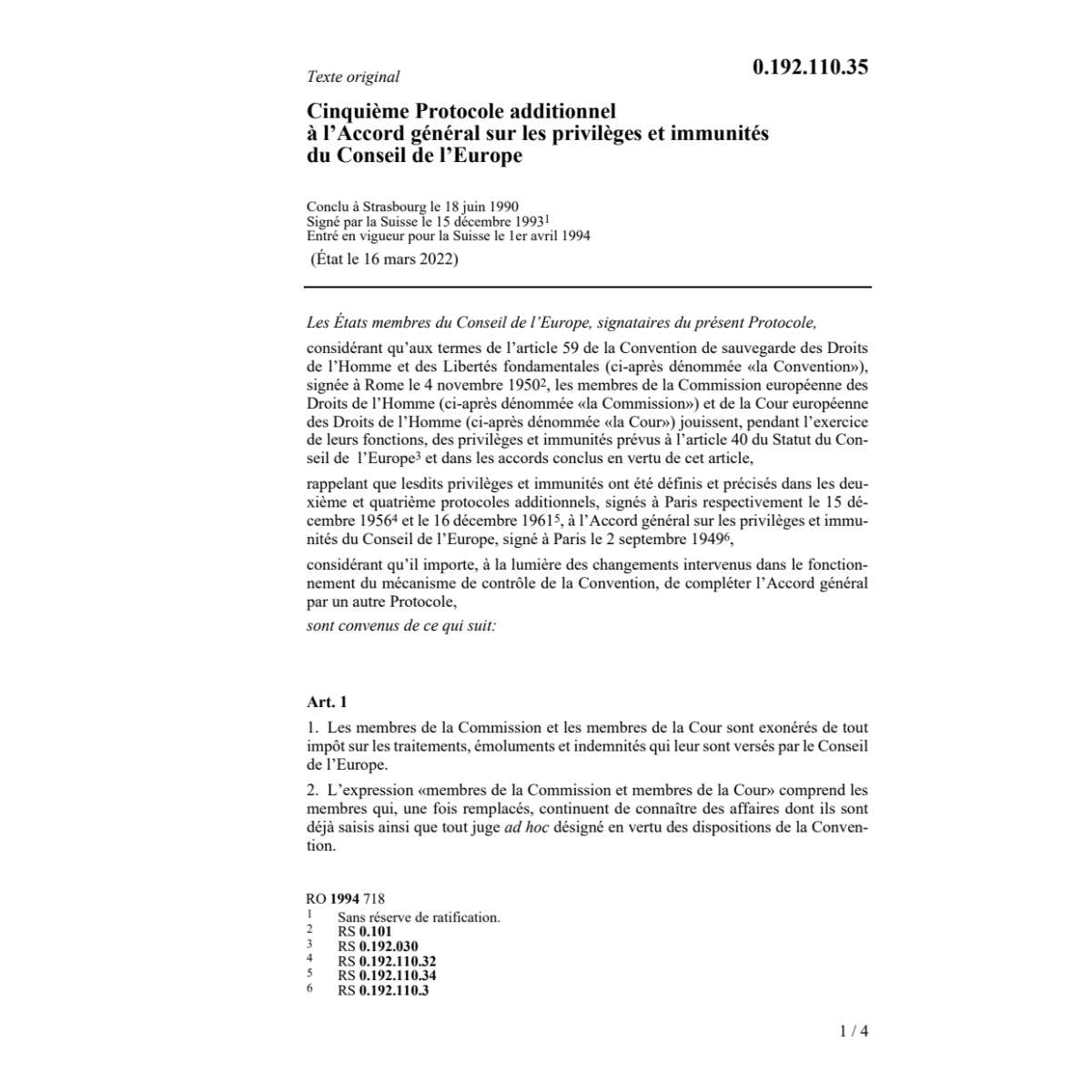 Cinguième prot.add.priv.Conseil l'Europe