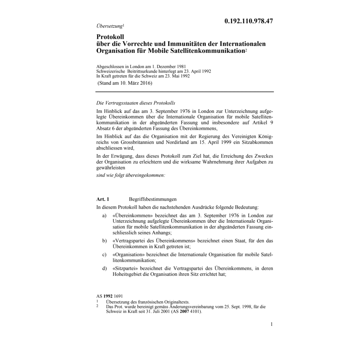 Prot.Vorre.Intern.Seefunksat.-Organisati