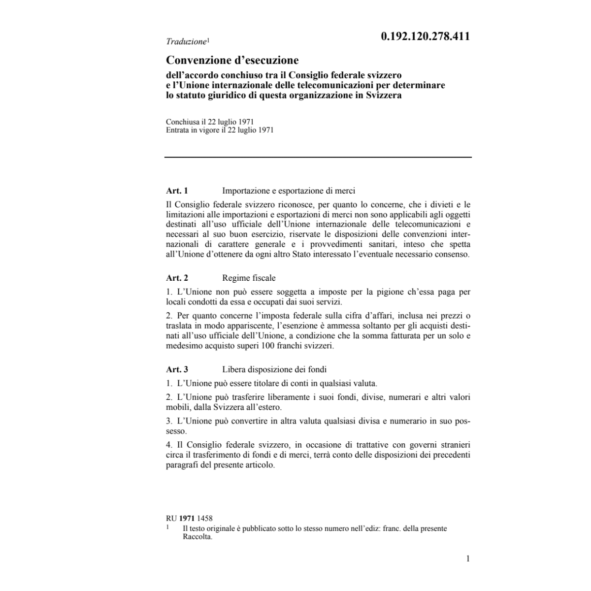 Conv.d'esec.CH-l'Unione int.telecomunic.