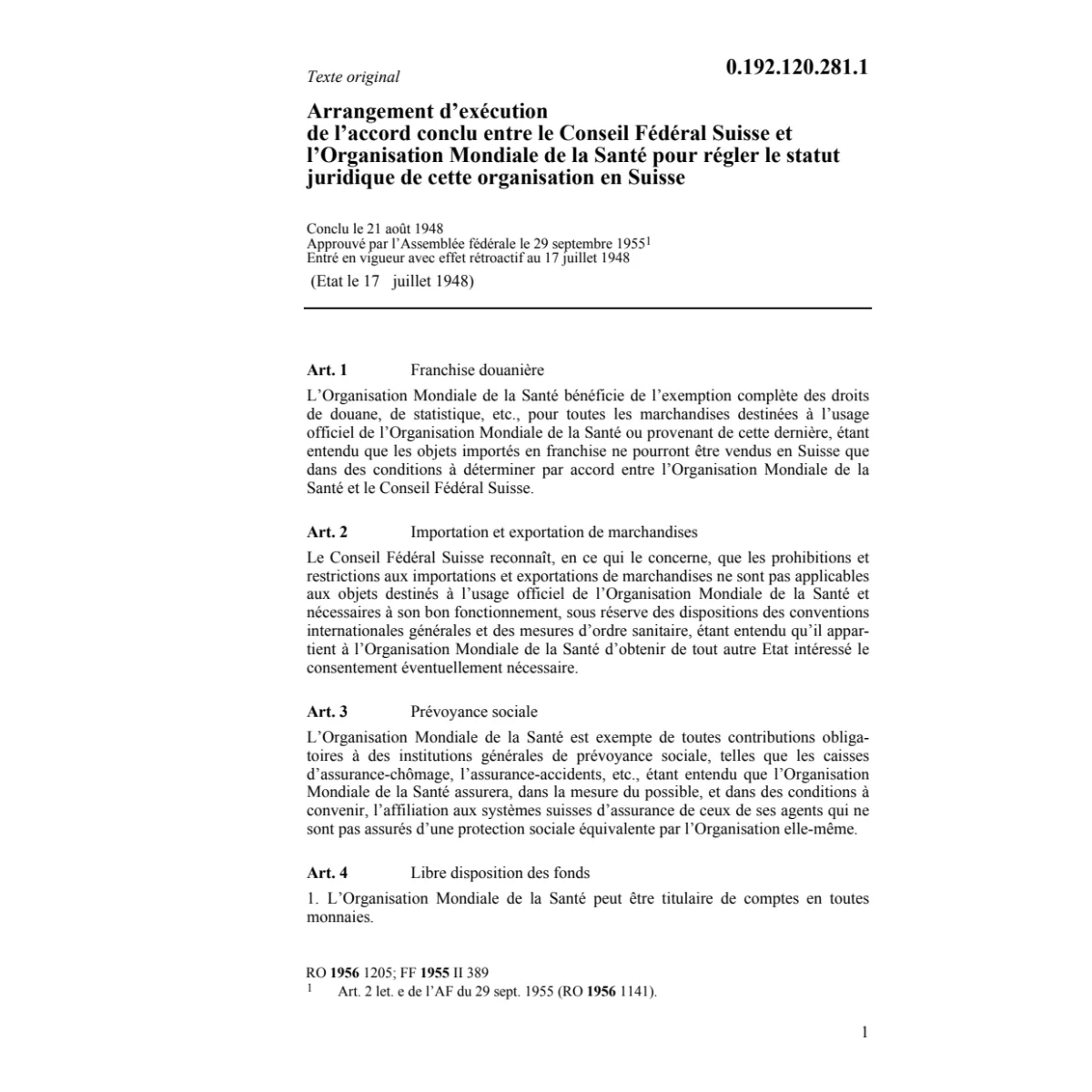 Ar.d'ex. l'Organ. Mondiale Santé