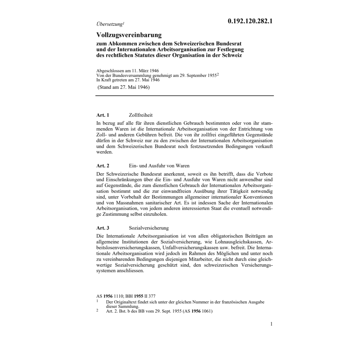 Vollzugsv.z.Abk.Int.Arbeitsorganisation