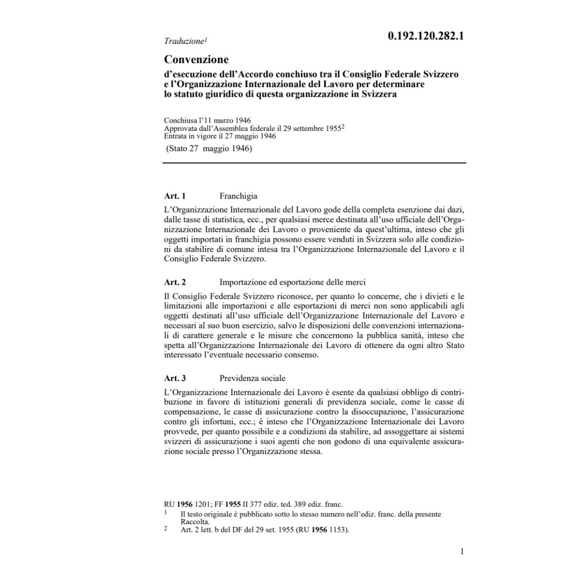 Conv.d'escuzi.l'Org.Mondiale del Lavoro