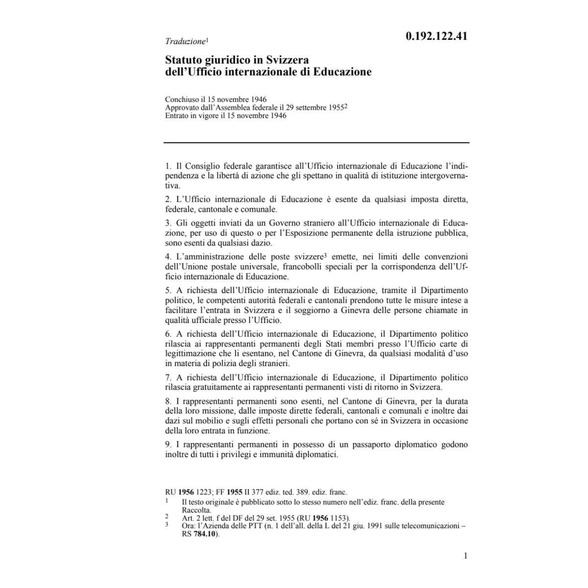 Acc.Statuto giurid.dell'Uff.int.Educazio