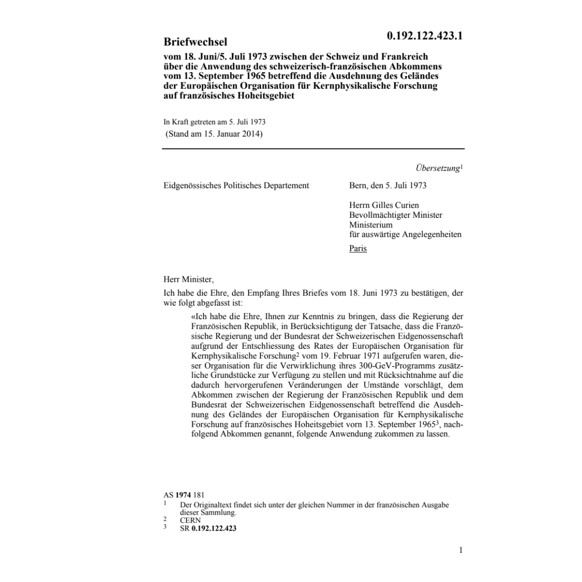Briefwechsel FR Europ.Organis.Kernphysik