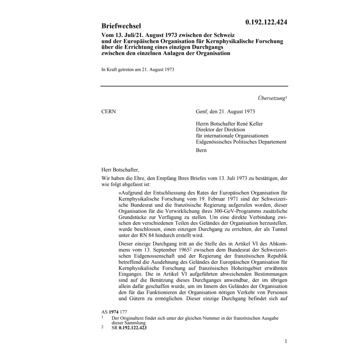 Briefw.Europ.Organ.kernphys.Errichtung