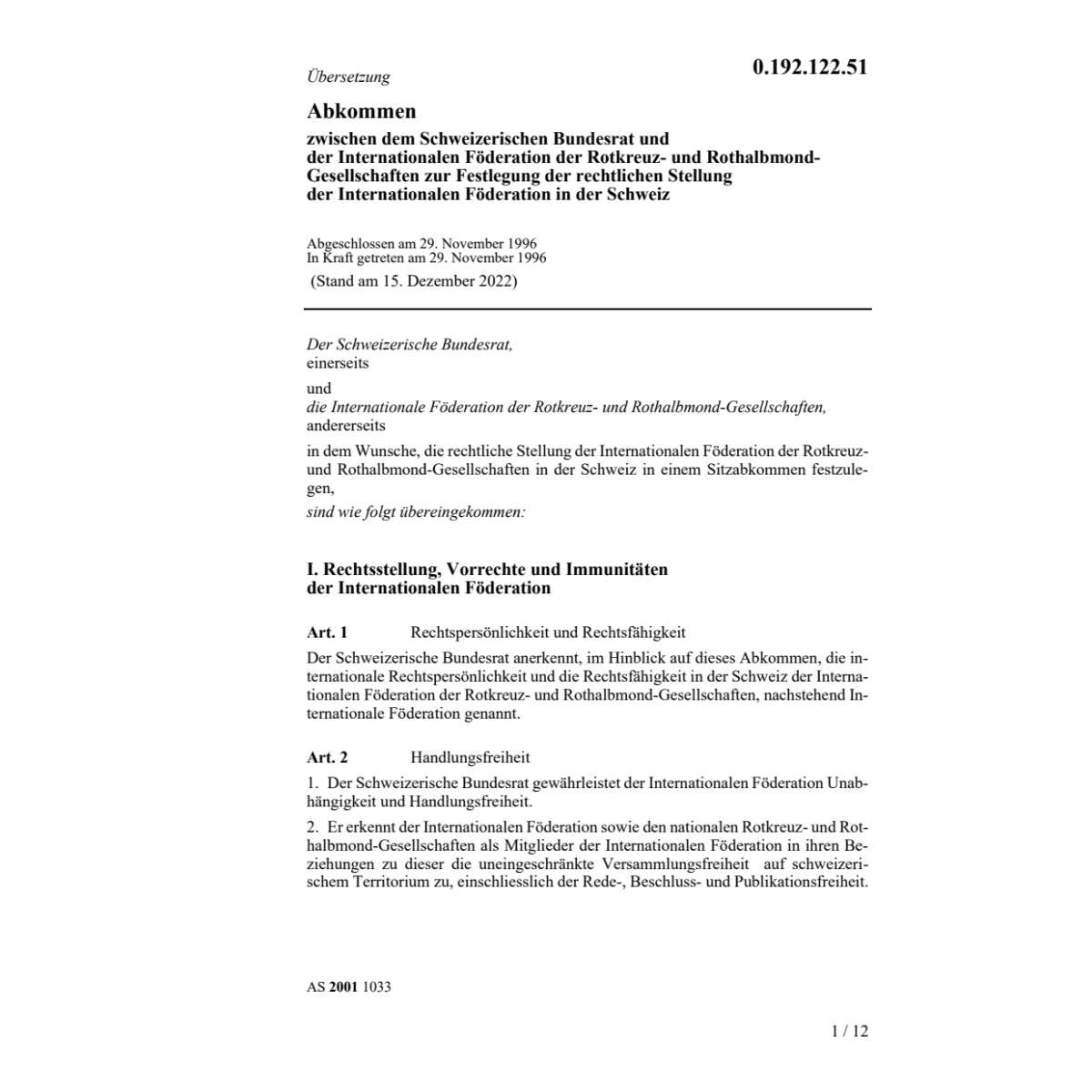 Abk. Föd Rotkreuz/Halbmond rechtl.Stell.