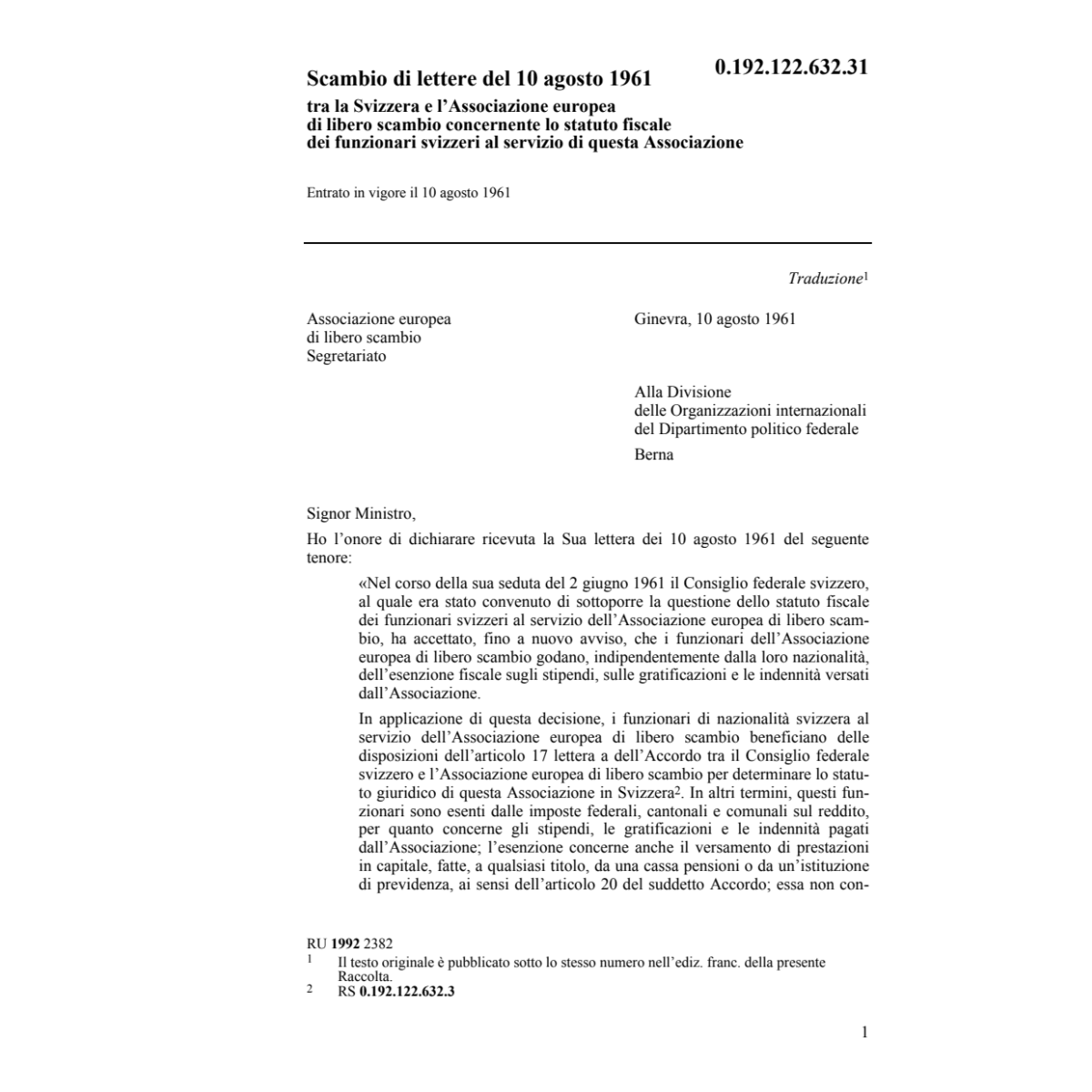 Scamb.lett. l'Assoc.europ.libero scambio