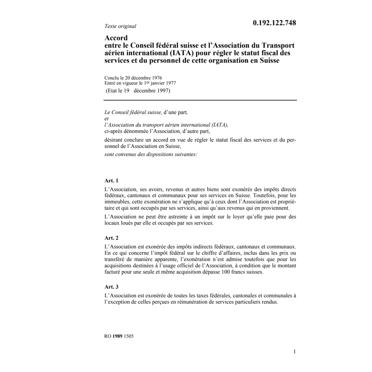 Ac.CH-l'Assoc.Transp.aérien int. (IATA)