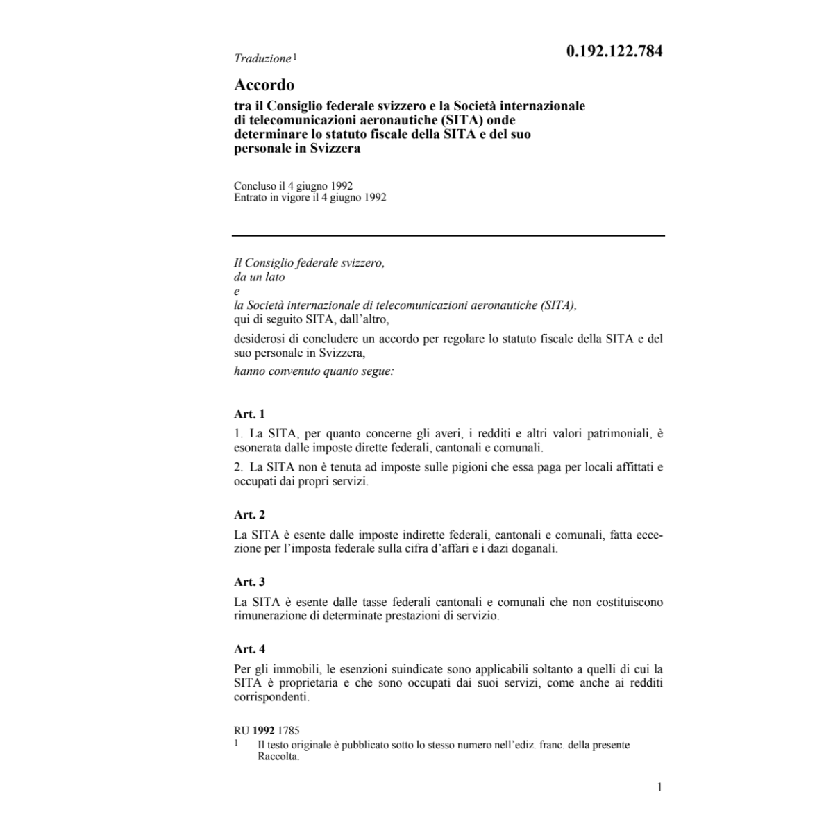 Acc.CH-Società int.telecommunicaz.(SITA)