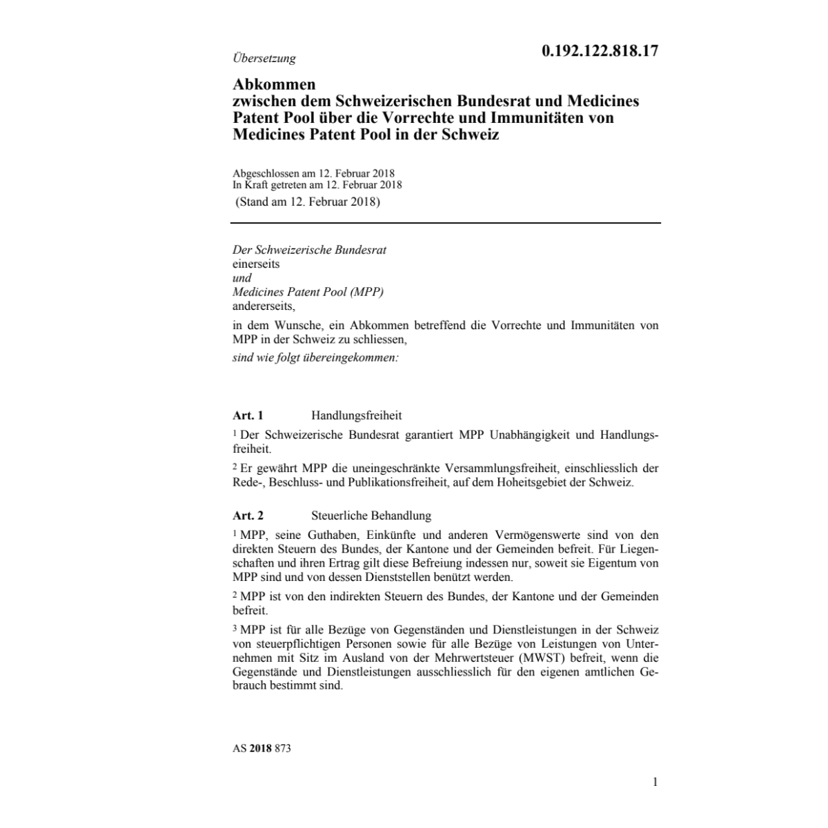 Abk. 12.2.18 Schweiz Br. Medicines Paten