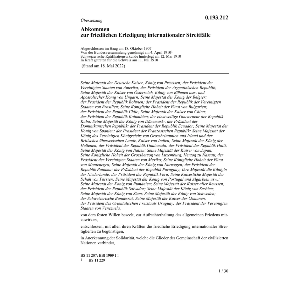 Abk .Erledigung int. Streitfälle