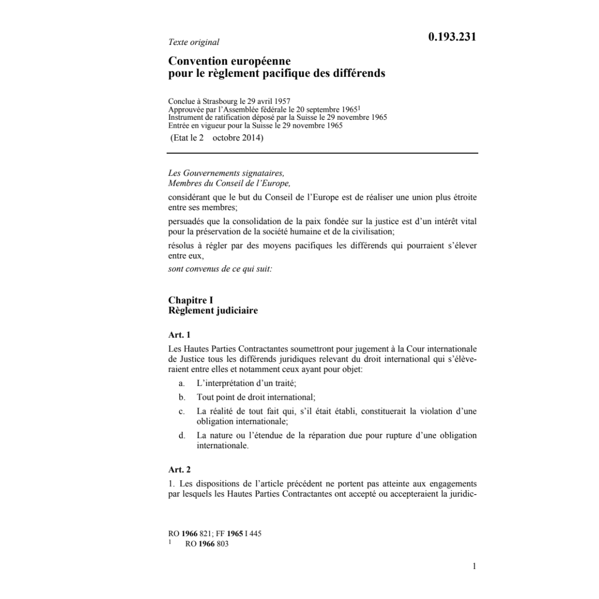 Conv.europ.règlem.pacificque différends