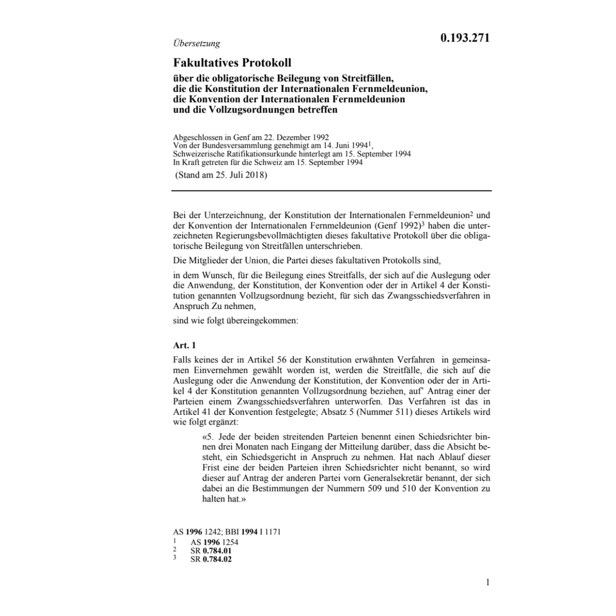 Fakul.Prot.oblig.Beilegung v.Streitfälle