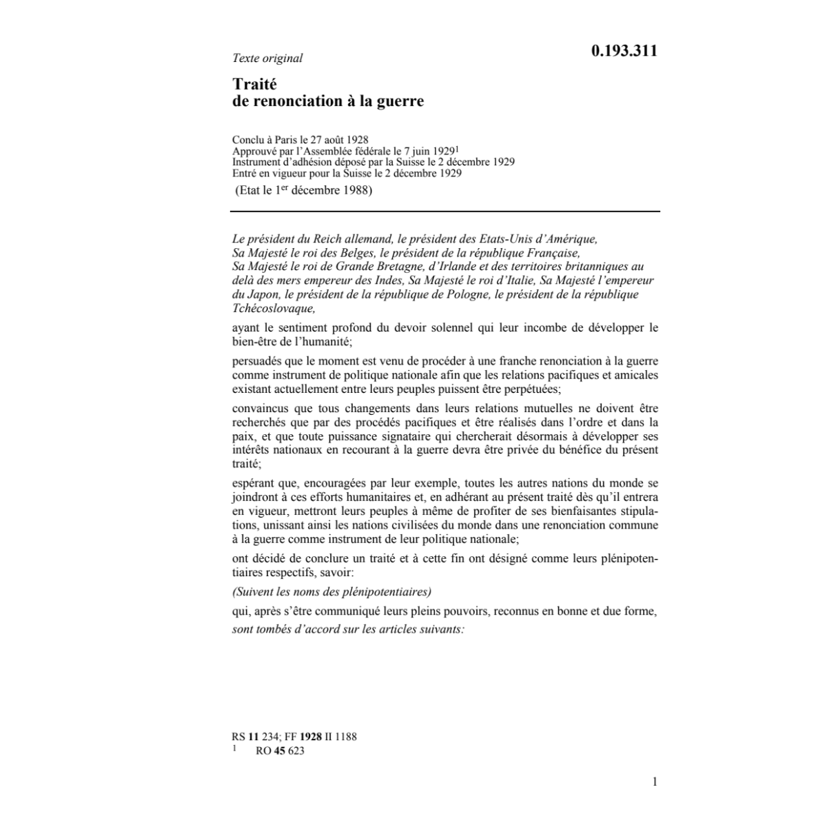 Traite de renonciation à la guerre