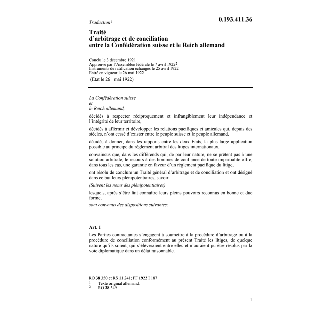 Tr.d'arbitrage-conciliation CH-Deutschl.