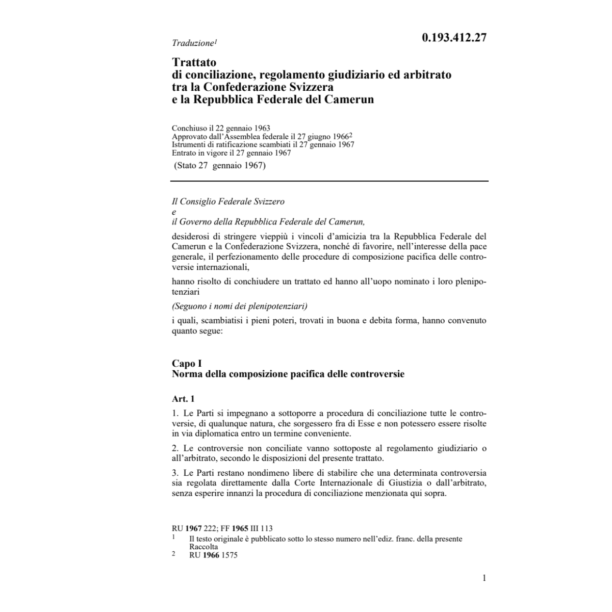 Tratt.conciliaz.regolam.giudizia.Camerun
