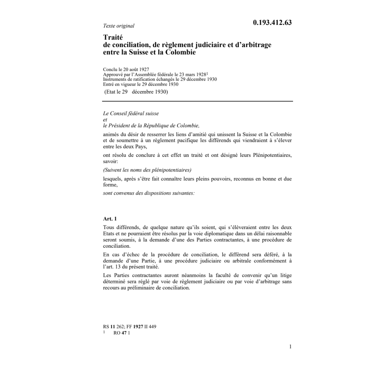Tr.conciliat. règlem.judiciaire Colombie