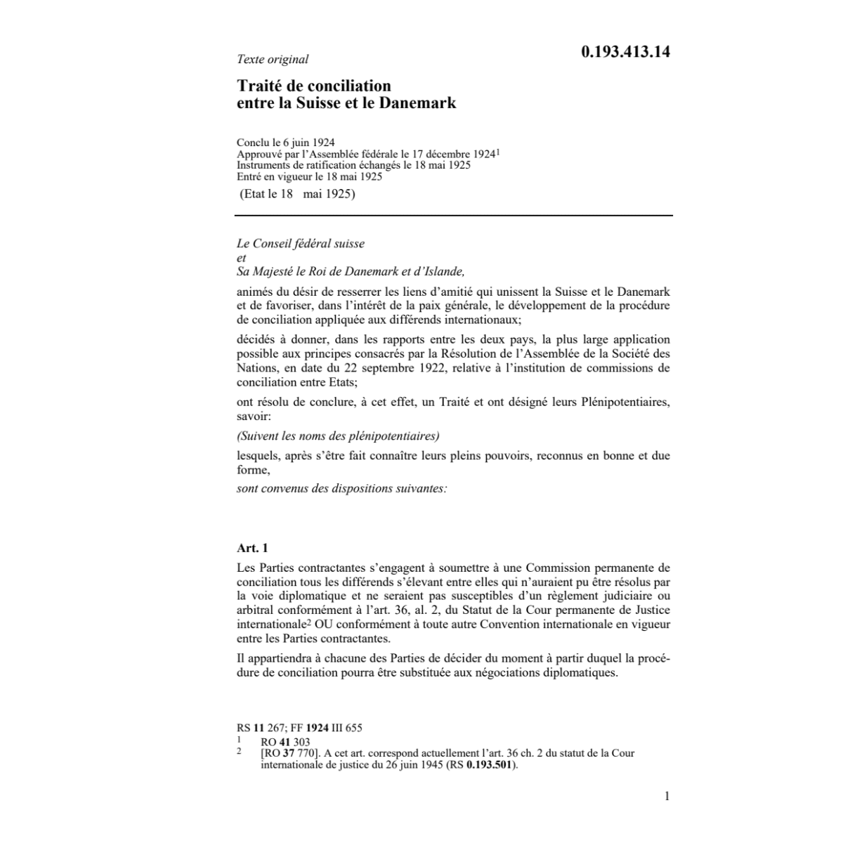 Traité de conciliation CH-Danemark