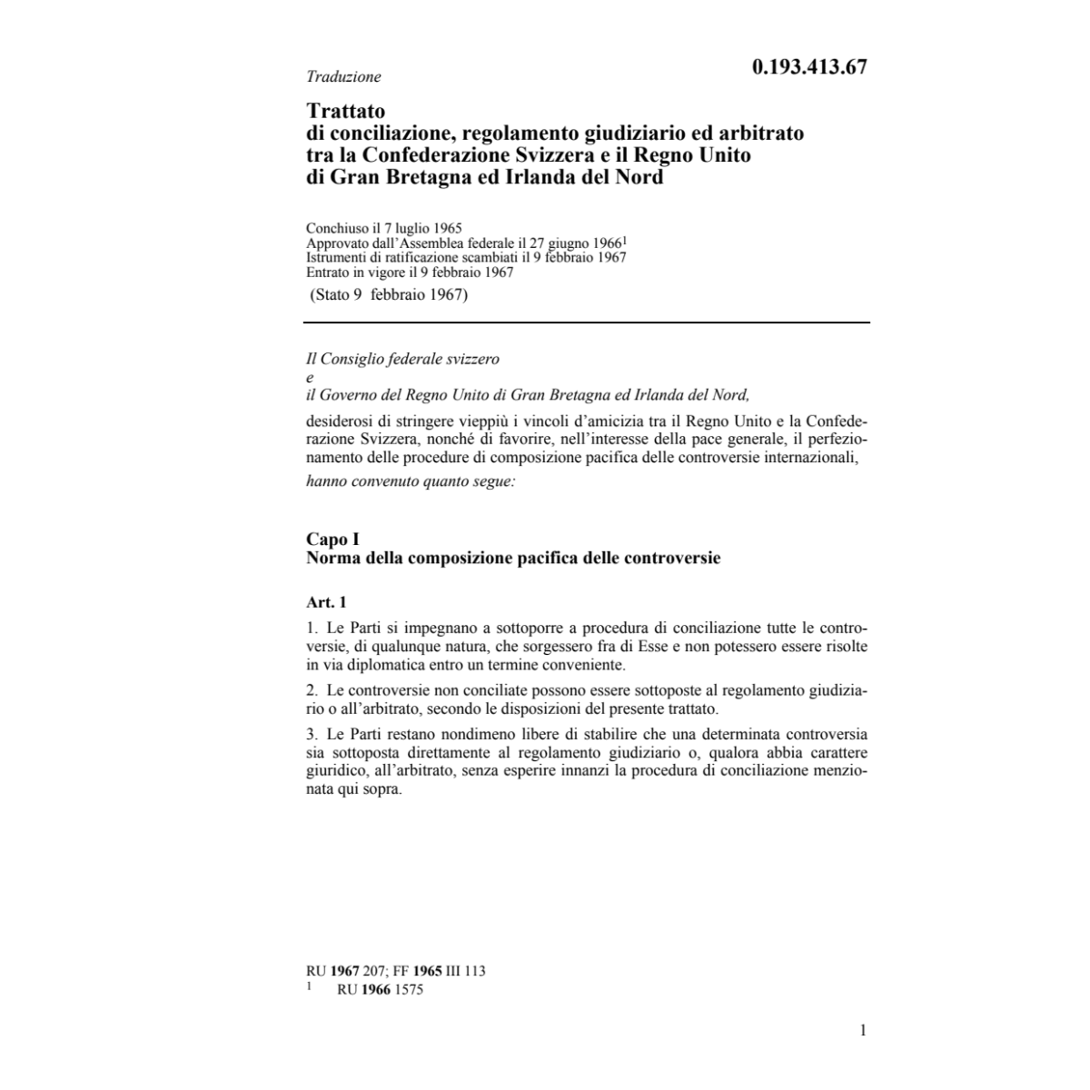 Tratt.conc.arbit.CH-Grossbrit.Nordirland