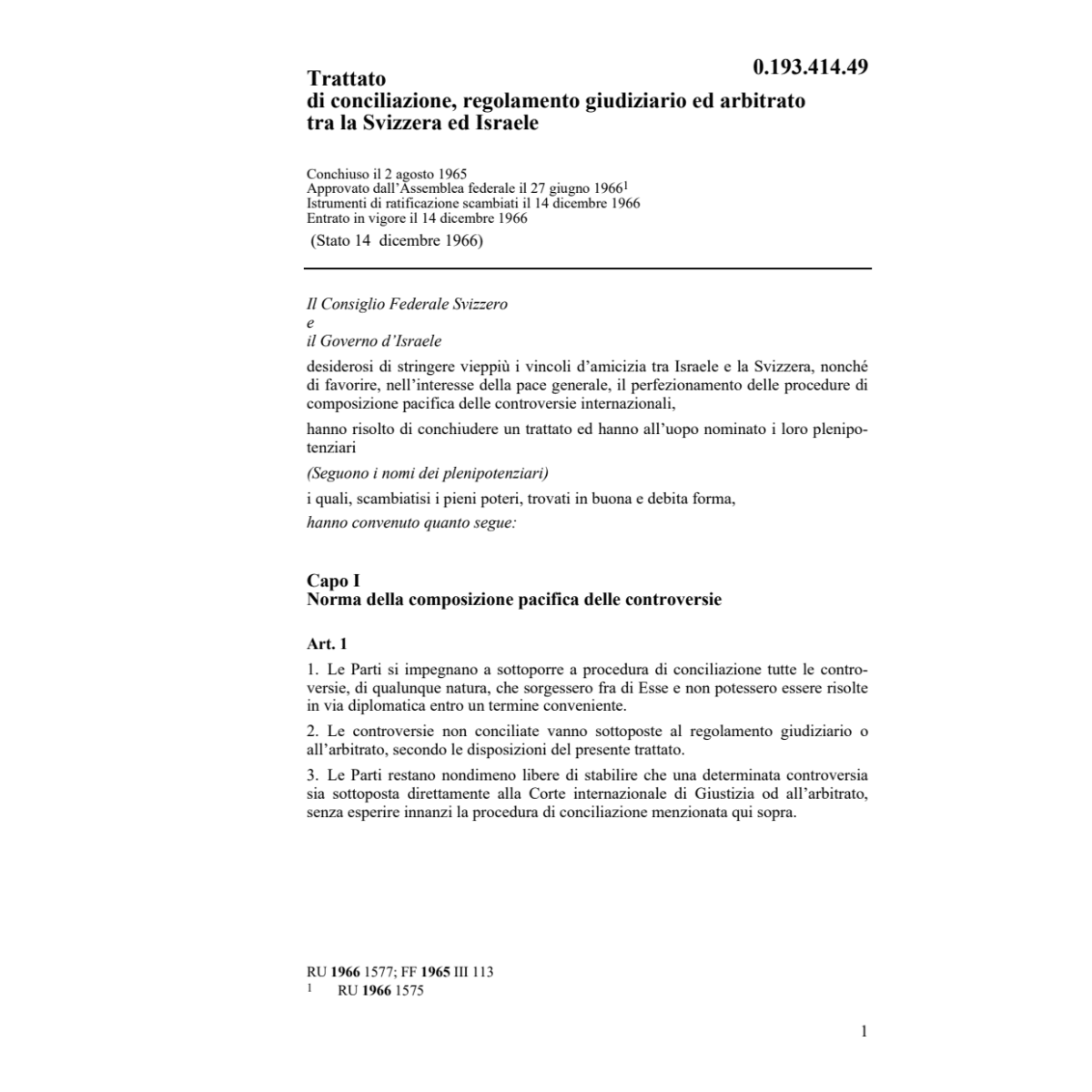 Tr. conciliazione ed arbitrario Israele