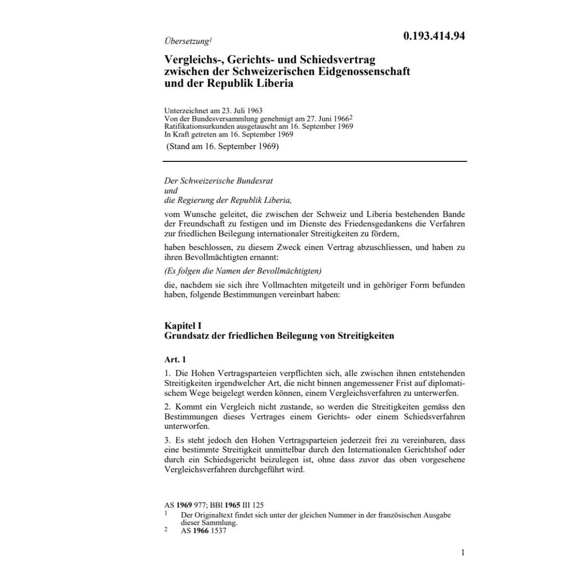 Vergleichs-, Gerichtsvertrag Liberia