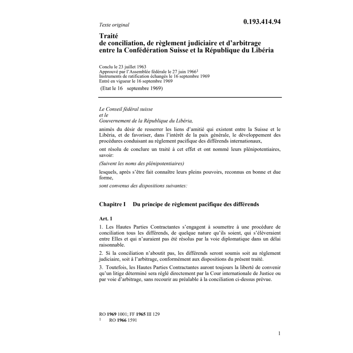 Tr. conciliation, arbitrage Libéria