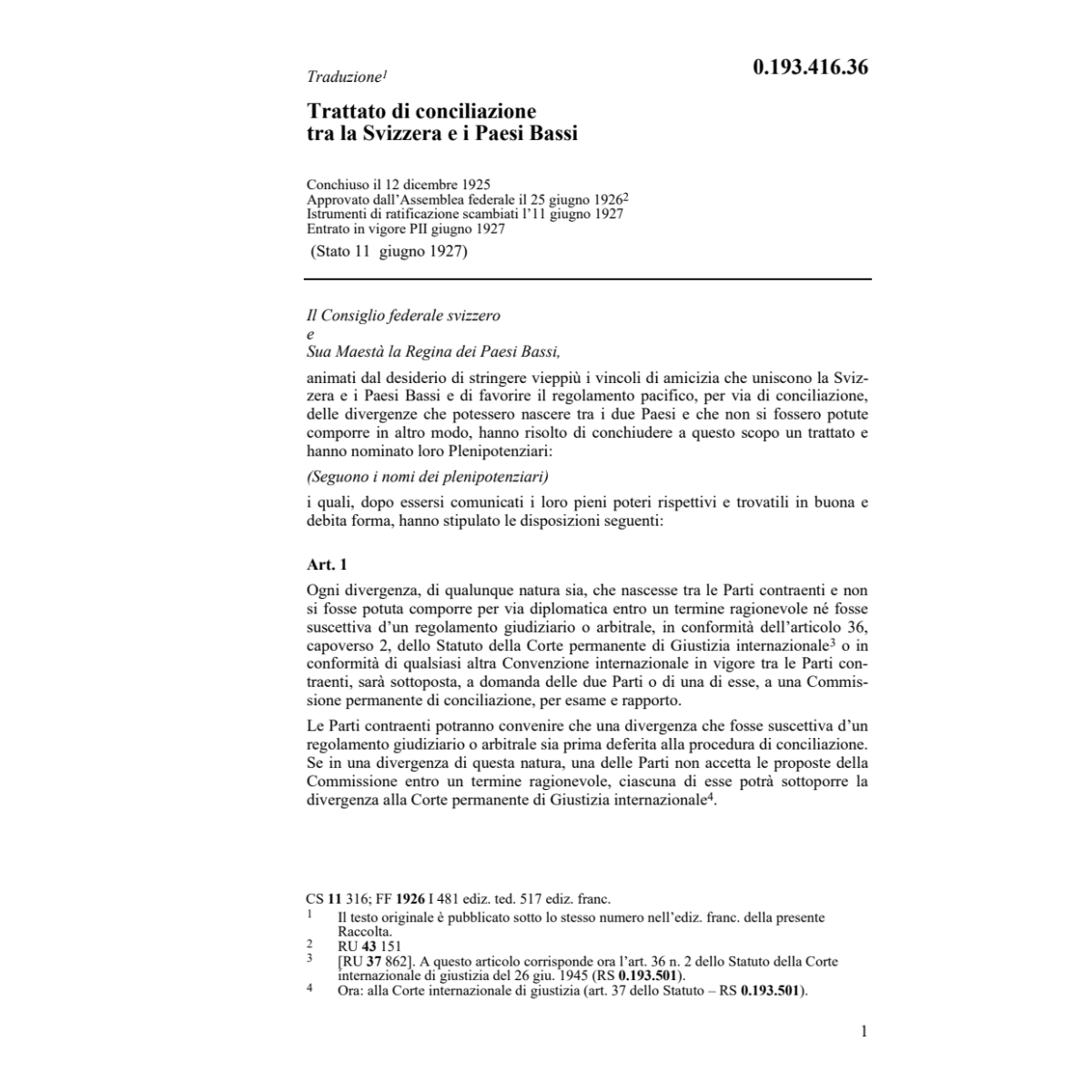 Tratt. di concilizione Paesi Bassi