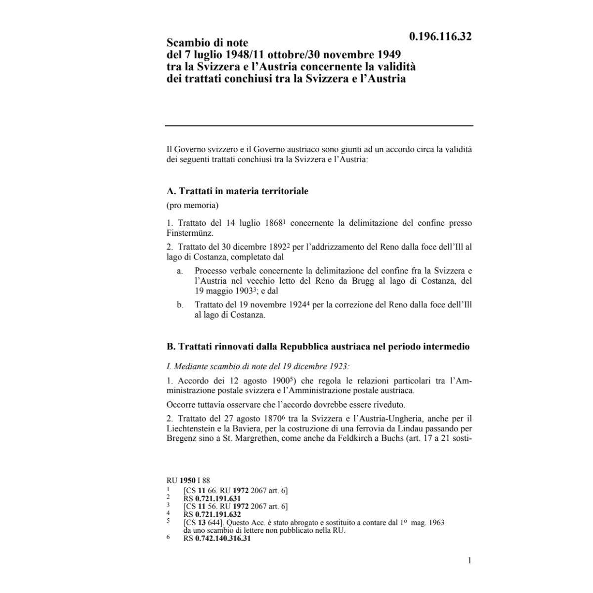N. validità trattati conchiusi Austria