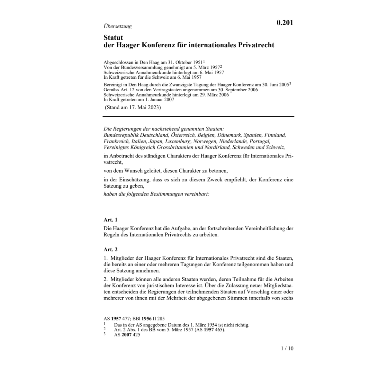 Statut internationales Privatrecht