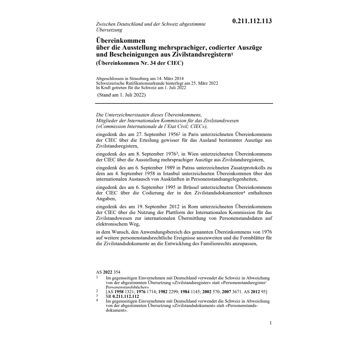 Übereinkommen Nr. 34 der CIEC