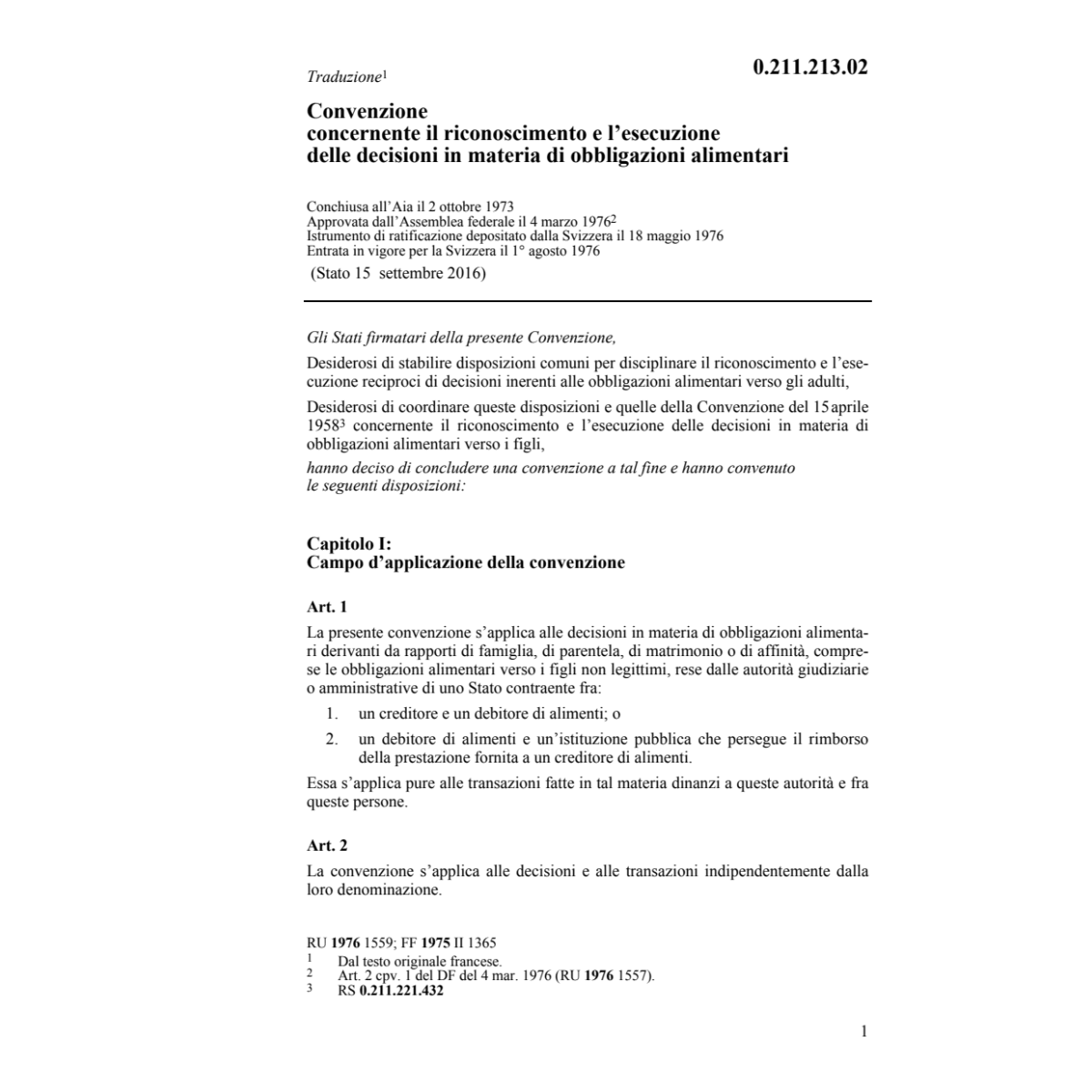 Conv. decisioni obbligazioni alimentari