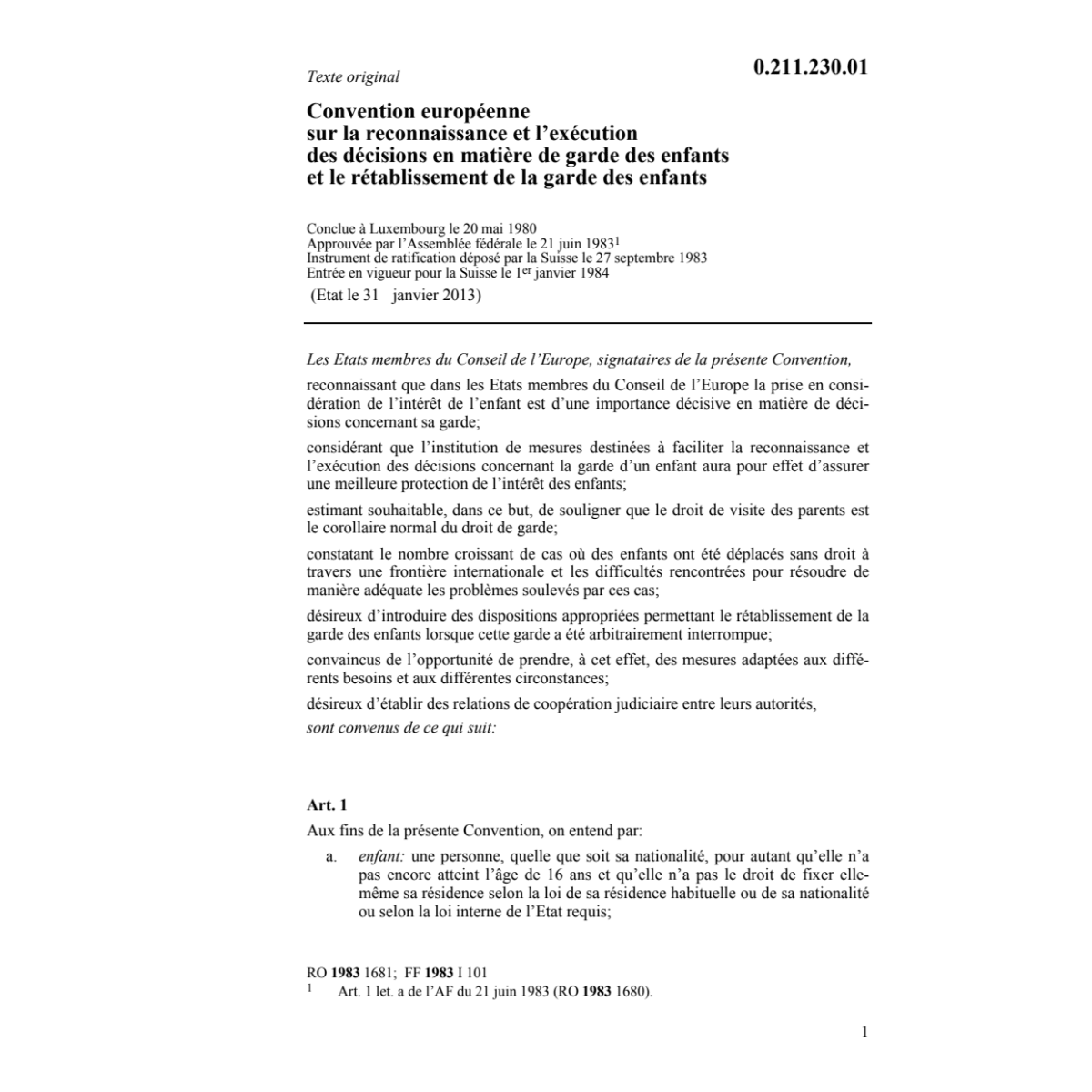Conv. europ. garde des enfants
