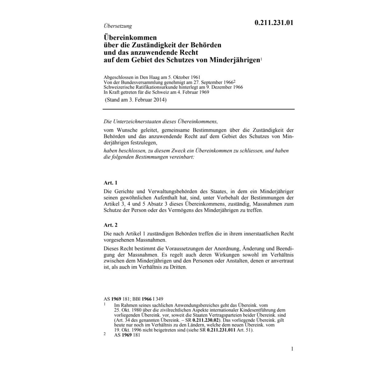 Übereink. Schutz von Minderjährigen