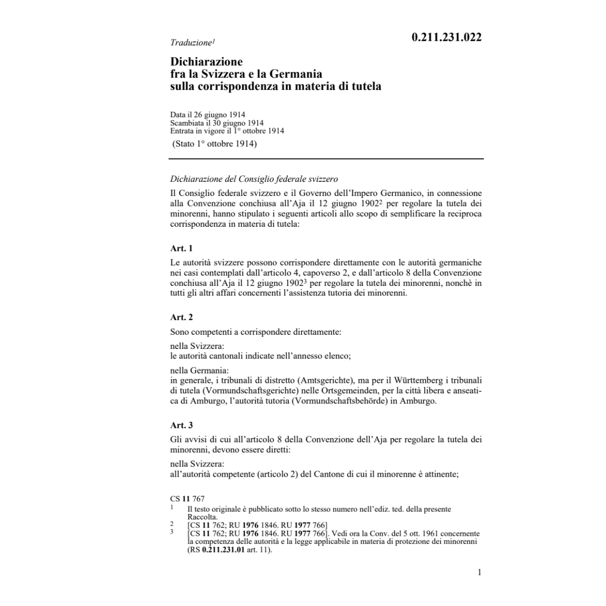 Dich. D materia di tutela