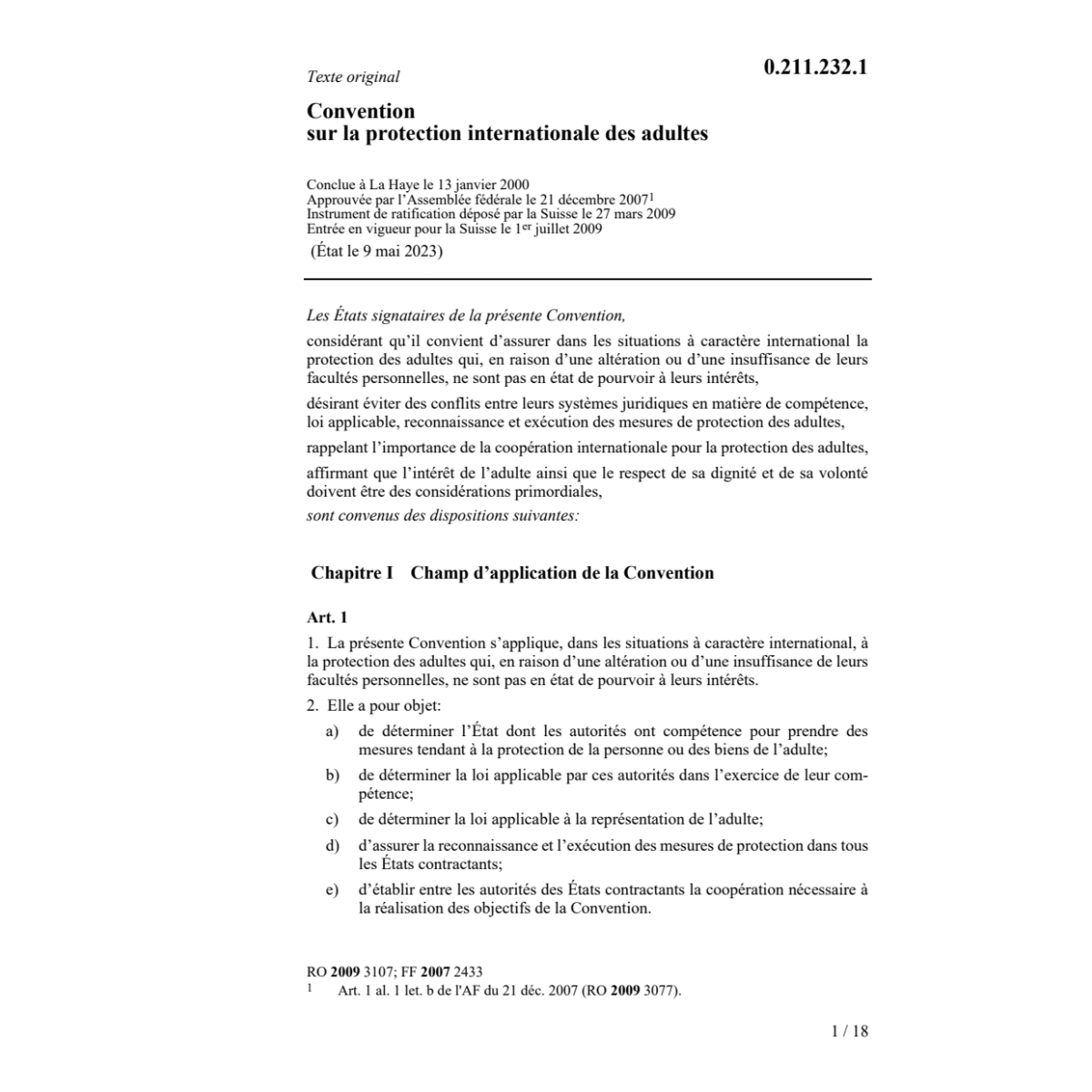 Conv.protect.internat.adultes CLaH 2000