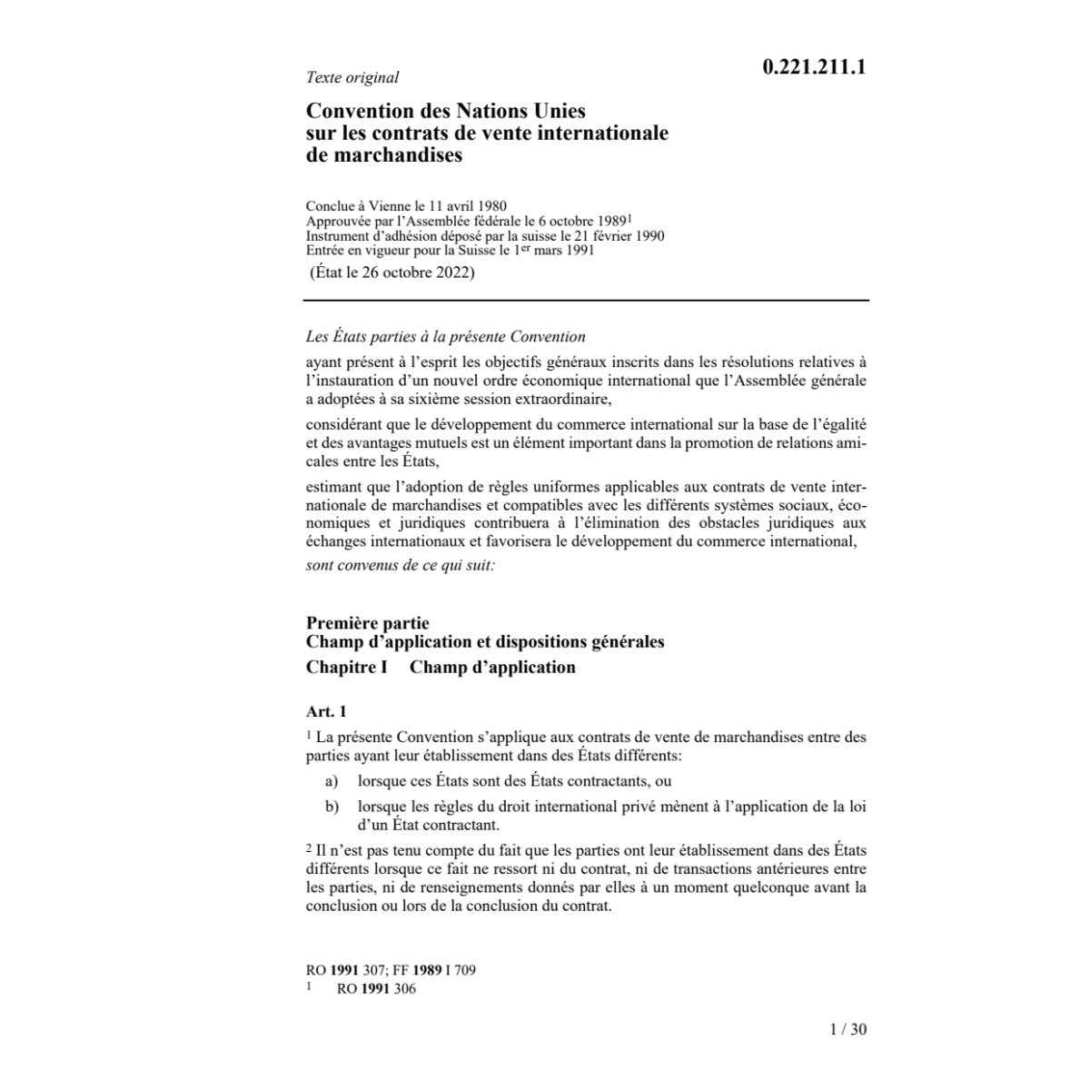 Conv. contrats de vente int. marchandise