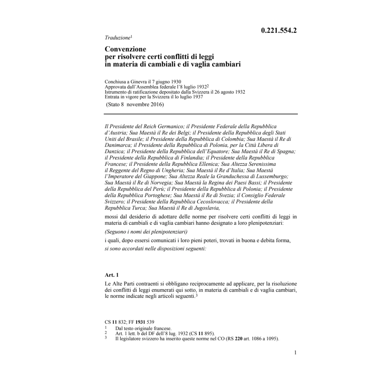 Conv. confliti in materia di cambiali
