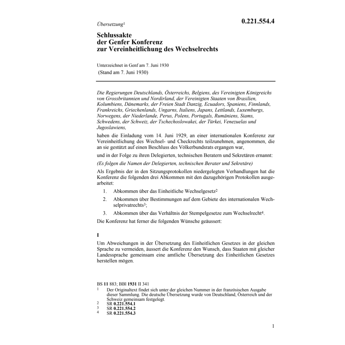 Schlussakte Wechselrecht