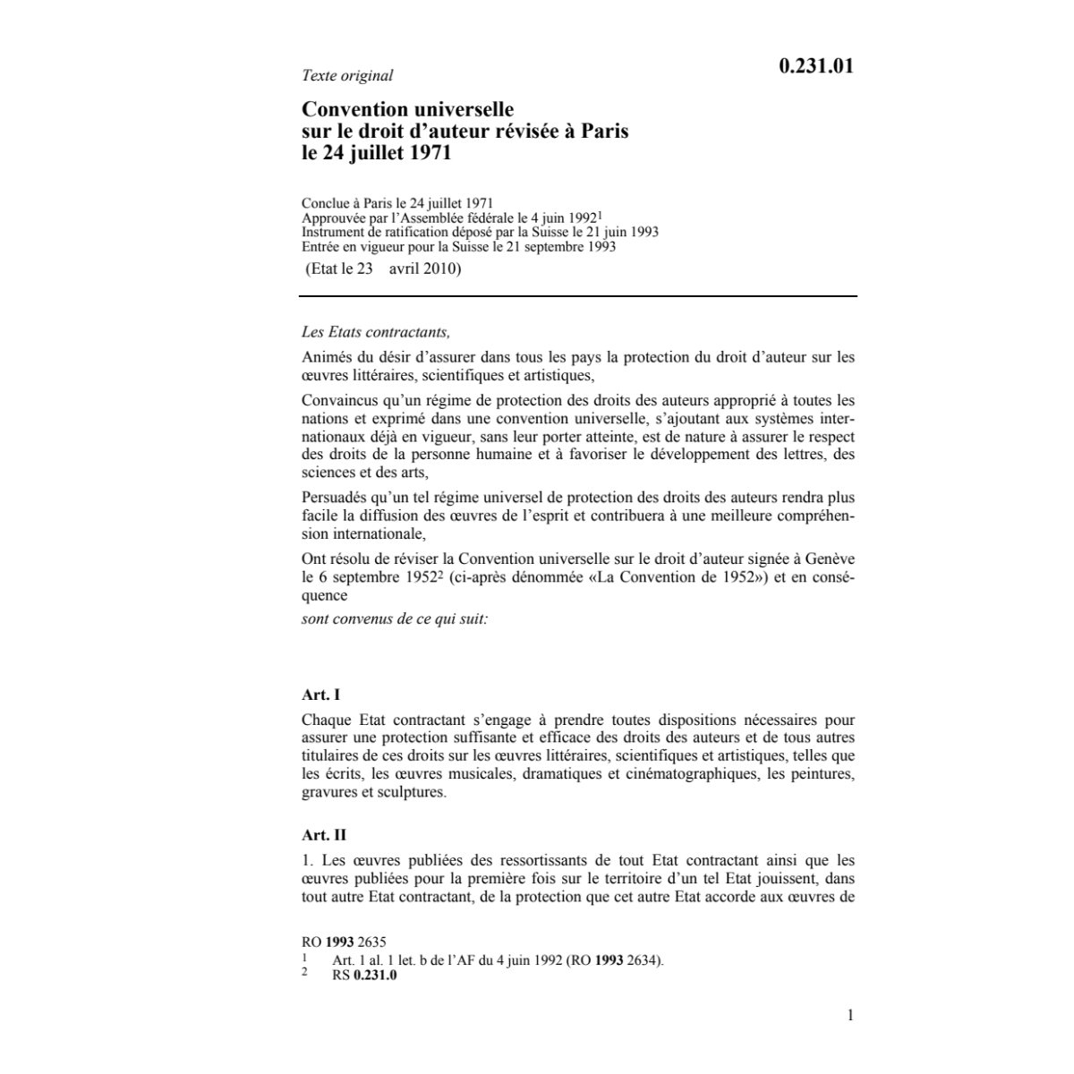 Conv. universelle sur le droit d'auteur