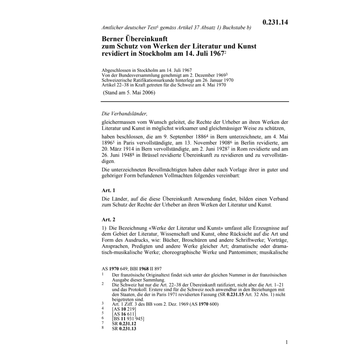 Berner Übereink. Werke Literatur, Kunst