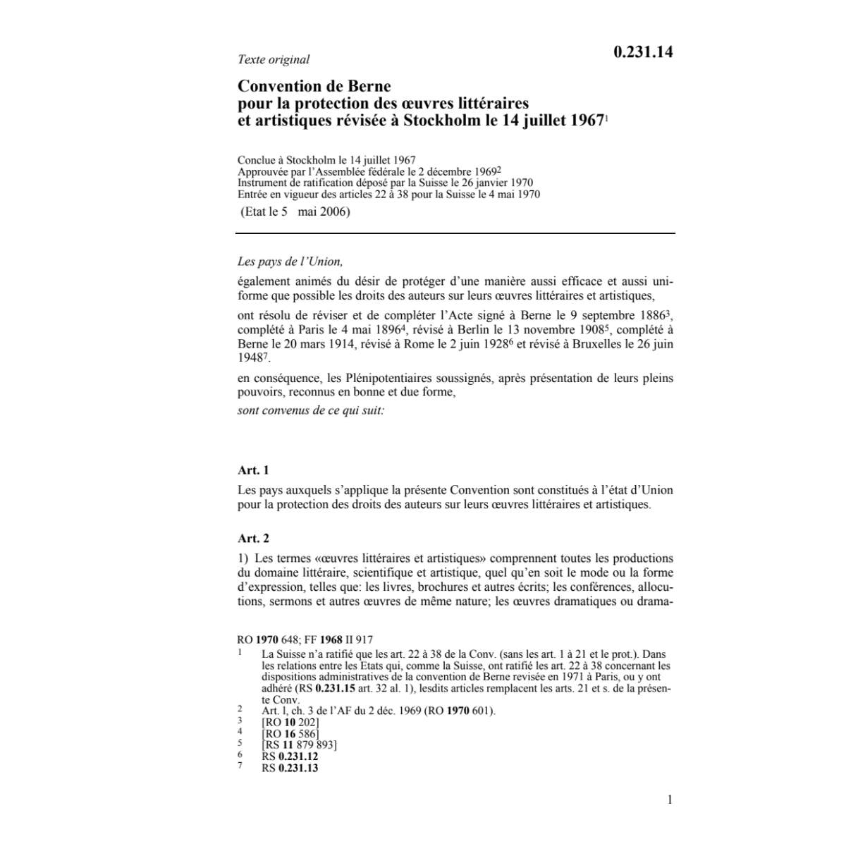 Conv. de Berne oeuvres littéraires