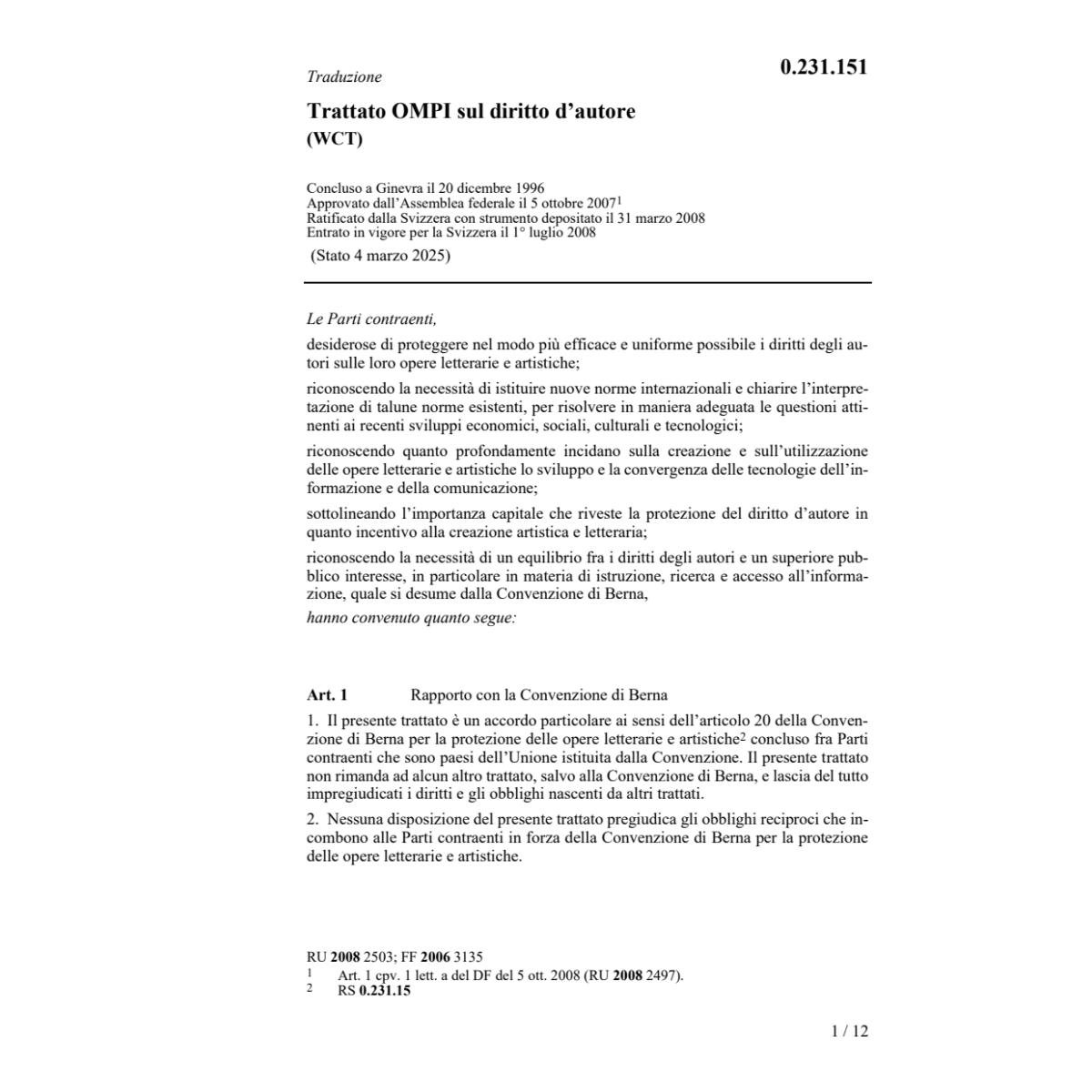 Trattato OMPI diritto d'autore
